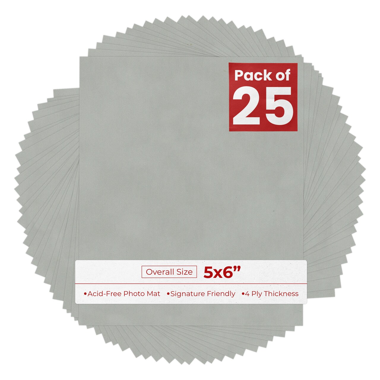 Light Grey Suede 5x6 Inch Uncut Mat Board - Blank Sheets, No Opening
